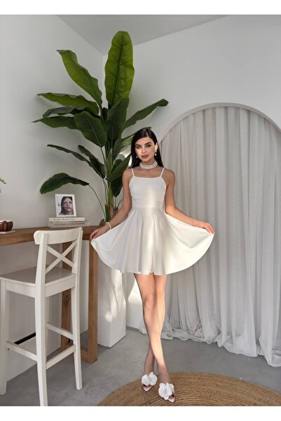 ETİKAFASHION Kadın Askılı Kloş Elbise