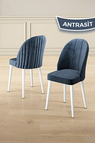 Canisa Mara Serisi 1 Adet Antrasit Babyface Kumaş Beyaz Metal Ayak Mutfak San...