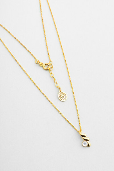 So CHIC... Sedef Serüveni 18 Ayar Sarı Altın Kaplama 42 Cm Gümüş Kolye