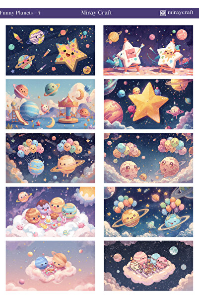 MirayDesign 1 list naljepnica sa temom zabavnih planeta, 12*17 cm, za albume,...