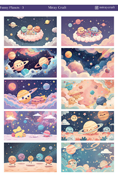 MirayDesign 1 list naljepnica sa temom zabavnih planeta, 12*17 cm, za albume,...