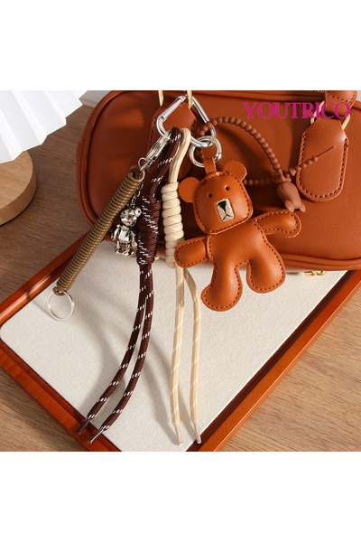 Youtrico Handmade Brown Articulated Alloy Bear Pendant ，Bag Strap Accessory，keychain