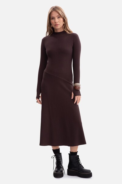 BEWEAR Rochie din tricot cu mâneci lungi și nervuri