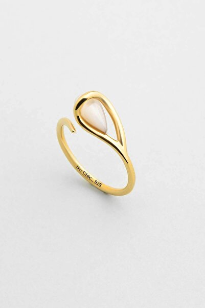 So CHIC... Parıltısı 18 Ayar Sarı Altın Kaplama Ayarlanabilir Gümüş Yüzük