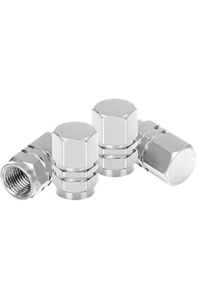 Endurance Sports Set 4 capacele pentru ventil auto din aluminiu, Hexagon, Arg...