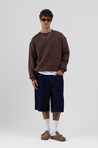 VAMOSCLO Φούτερ Basic Crew Neck oversized Καφέ