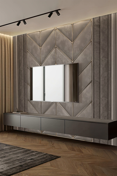 dreamwall Elegant Panel Altın Şeritli Tek Parça Tekstil Duvar Kağıdı