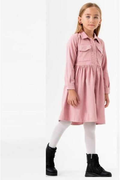 RAPAPA Girl's Long Sleeve Buttoned Dress - Pink 1549 P