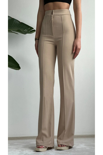 THIFF GYMWEAR Women's Palazzo Pants Set of 3 – Beige Brown Navy Blue, Crepe Lycra, High Waist Jogger Cut