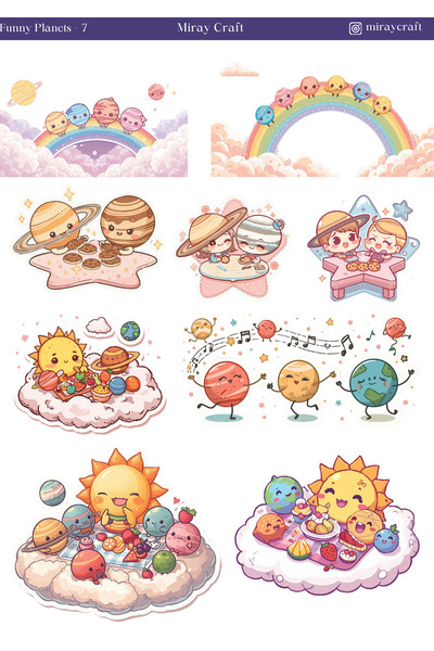 MirayDesign 1 list naljepnica sa temom zabavnih planeta, 12*17 cm, za albume,...