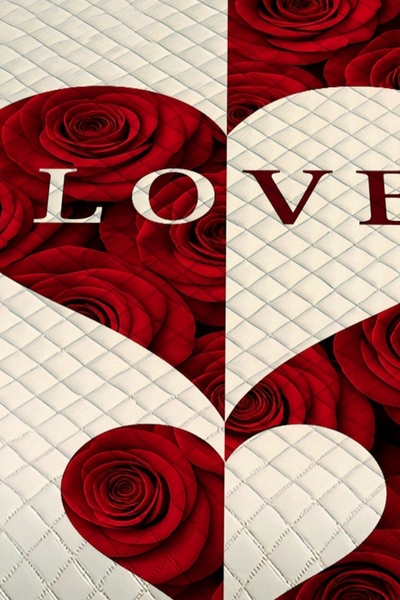 Else Dekor Red and White Heart Love Floral Patterned Double Pike Set Bedspread