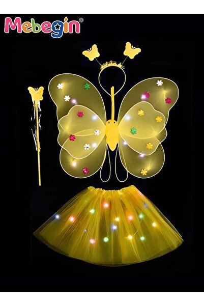 MEBEGIN 4 قطع من أجنحة الفراشات المضيئة LED لتزيين الظهر مع عصابة رأس واحدة و...