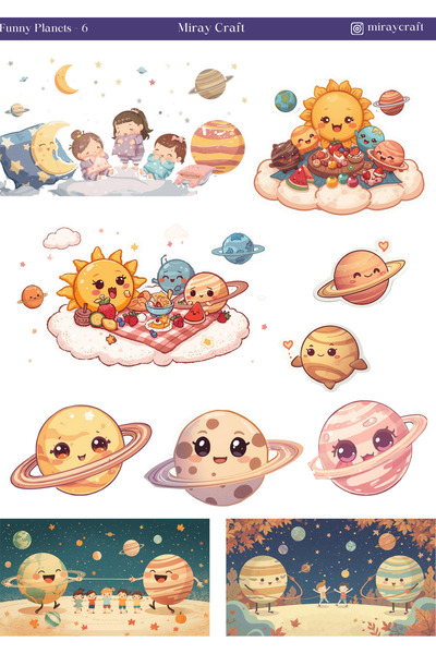 MirayDesign 1 list naljepnica sa temom zabavnih planeta, 12*17 cm, za albume,...