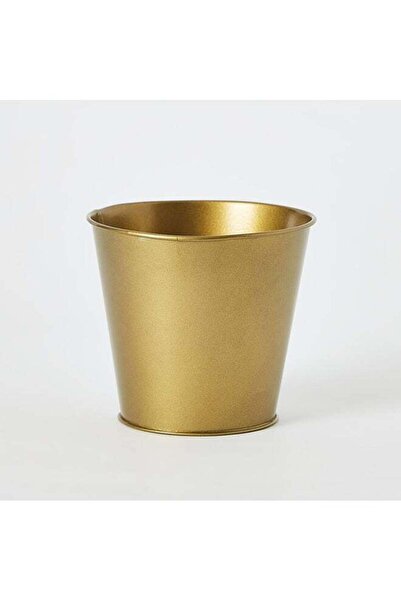 fun zone Home Box Round Metal Plant Pot Gold 9x9x9cm