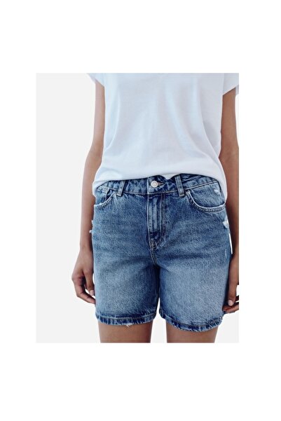 Butik ALLBUCKS ZA RA Orta Bel Denim Bermuda Şort ABZRA5059