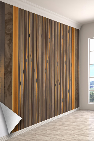 dreamwall Ahşap Çizgi LED Işıklı Efektli Tek Parça Tekstil Duvar Kağıdı