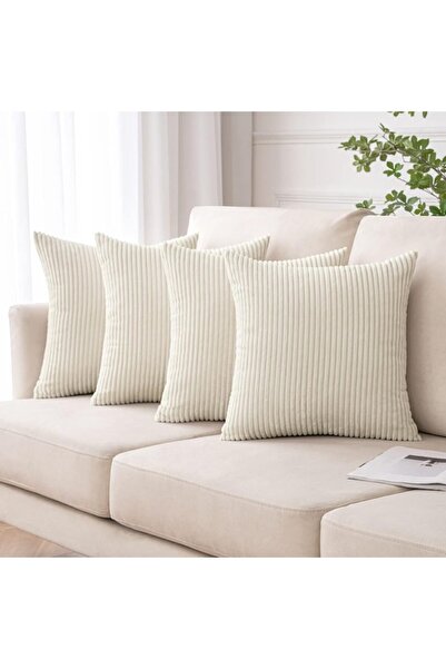 TIANSHU Set 4 Pillow Covers, 45 x 45 cm, Cream Color - CN