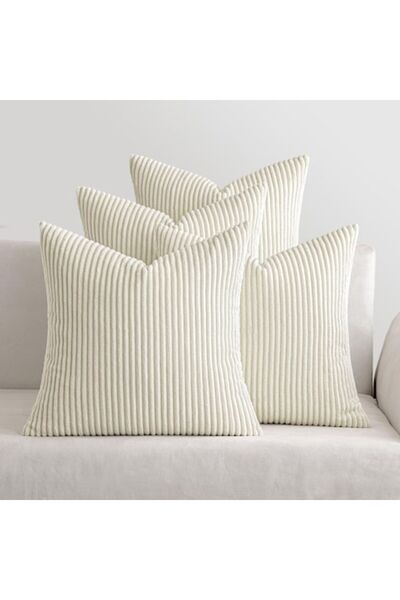TIANSHU Set 4 Pillow Covers, 45 x 45 cm, Cream Color - CN