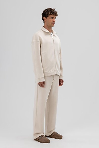 VAMOSCLO oversized Φούτερ με φερμουάρ στο μπροστινό μέρος ψηλός λαιμός Stone