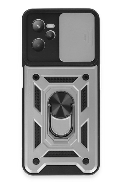 NewFace حافظة سيليكون SPTRNS لهاتف Realme C35 مع حلقة عدسة (215805) - فضي