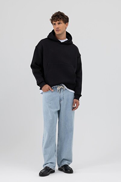 VAMOSCLO Basic με κουκούλα Boxy Fit Φούτερ Μαύρο