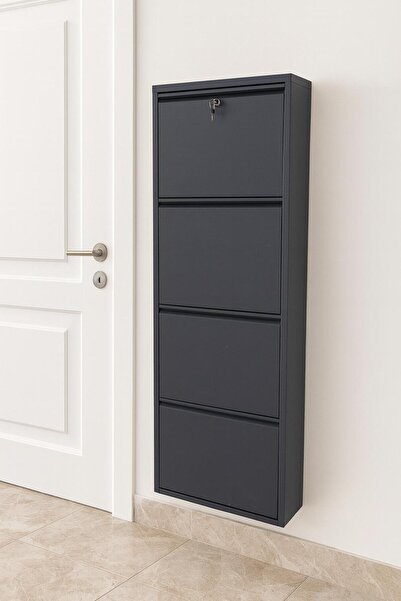 KARLI 4 LÜ KİLİTLİ ANTRASİT METAL AYAKKABILIK