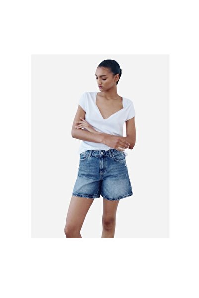 Butik ALLBUCKS ZA RA Orta Bel Denim Bermuda Şort ABZRA5059