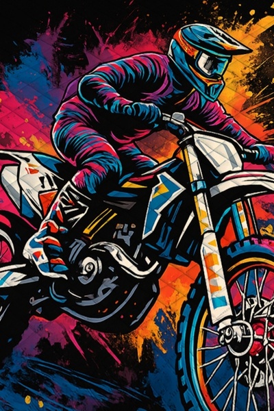 Else Dekor Colorful Biker Patterned Double Pique Set Bedspread