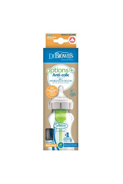 dr browns Biberon Sticla Dr. Brown's WB91700, cu un dispozitiv anticolici, Options Plus, 0-3 luni, 250 ml, Alb
