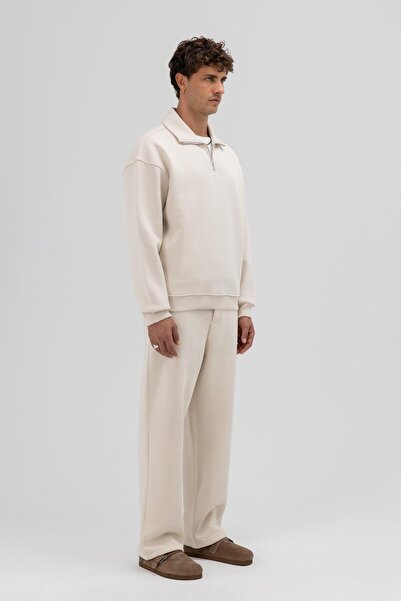 VAMOSCLO oversized Φούτερ με φερμουάρ ψηλός λαιμός Πέτρα