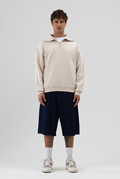 VAMOSCLO Βασικό φούτερ με φερμουάρ ψηλός λαιμός Stone