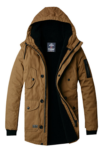 Fiyesmen Suya Soğuğa Dayanıklı Kapüşonlu Kısa Parka Kaban--1128--