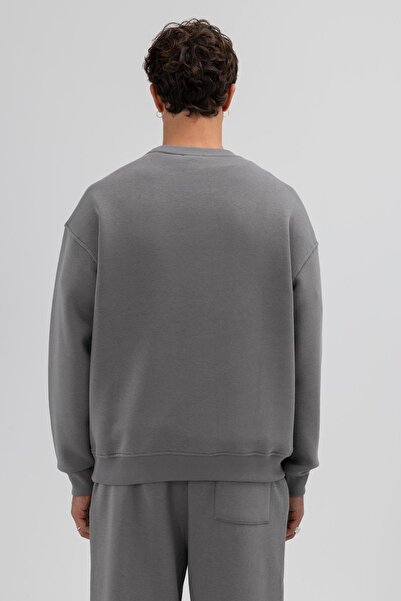 VAMOSCLO Φούτερ Basic Crew Neck oversized Smoked