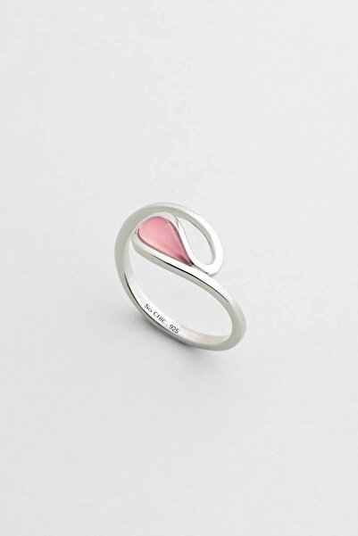 So CHIC... Kalsedon Işıltısı 18 Ayar Beyaz Altın Kaplama Gümüş Yüzük