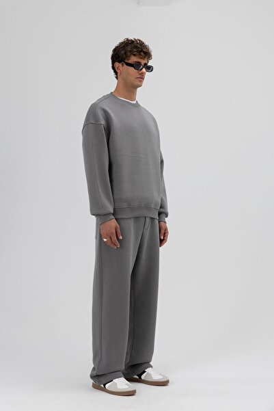 VAMOSCLO Φούτερ Basic Crew Neck oversized Smoked