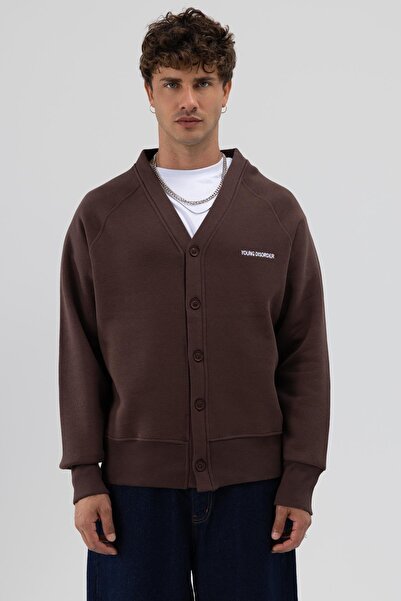 VAMOSCLO Φούτερ με oversized κουμπιά καφέ