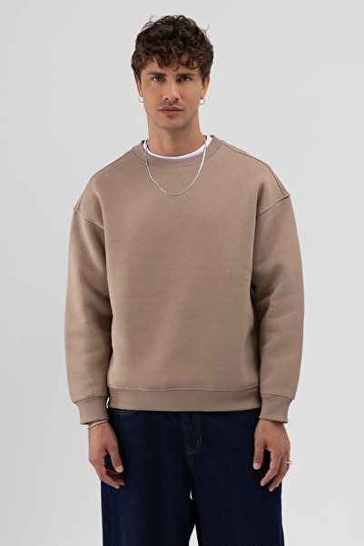 VAMOSCLO Φούτερ Basic Crew Neck oversized Mink