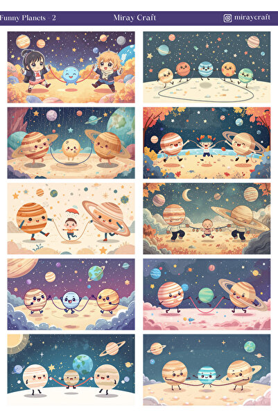 MirayDesign 1 list naljepnica sa temom zabavnih planeta, 12*17 cm, za albume,...