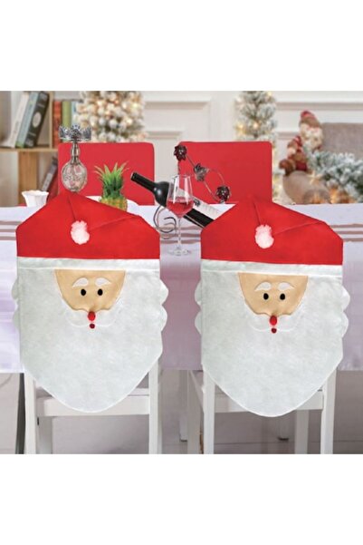 SHOPIENS Husă de scaun de Crăciun Moș Crăciun, poliester, roșu-alb, 50 cm, se...
