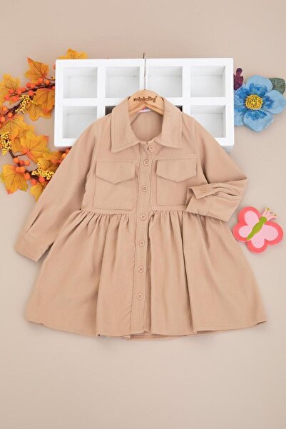 RAPAPA Girl's Long Sleeve Buttoned Dress - Pink 1549 Vi̇zon