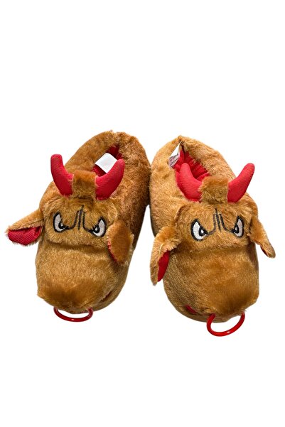 Moda Devrin Taba Boğa Silent Sole Slippers Plush Home Shoes