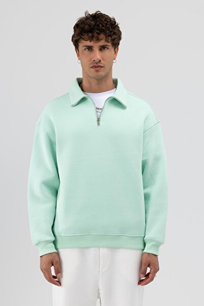 VAMOSCLO oversized Φούτερ με φερμουάρ ψηλός λαιμός Mint