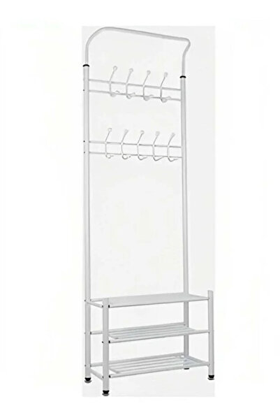 Generic White Metal Clothes Hanger, Rack, and Organizer with 3 Shelves