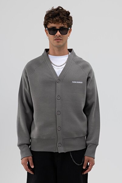 VAMOSCLO Φούτερ με oversized κουμπιά καπνιστό