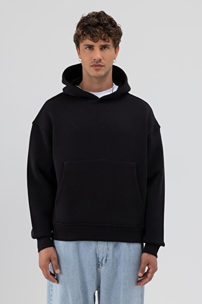 VAMOSCLO Basic με κουκούλα Boxy Fit Φούτερ Μαύρο