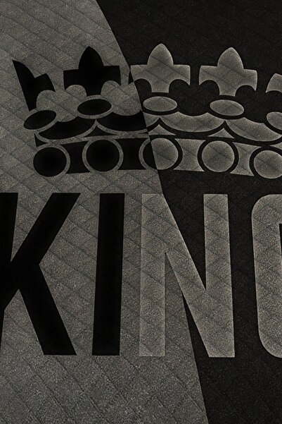 3D ELSE HALI King Kral Gray Patterned Double Pike Set Bedspread