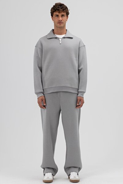 VAMOSCLO Світшот з великим коміром на блискавці, сірий