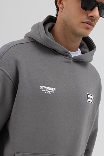 VAMOSCLO Оверсайз-светр з принтом на спині, димчасто-сірий