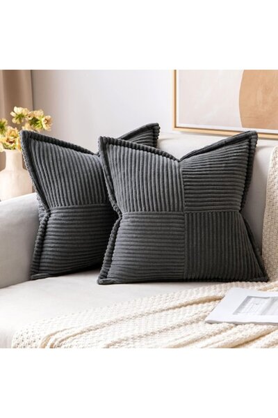 Bonmedico Set 2 Pillow Covers, 40 x 40 cm, Dark Gray - CN