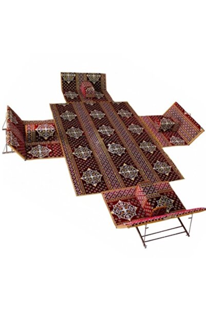 smart home طقم جلوس أرضي عربي فاخر، 9 قطع (4 مقاعد + 4 مساند للذراعين + قاعدة...